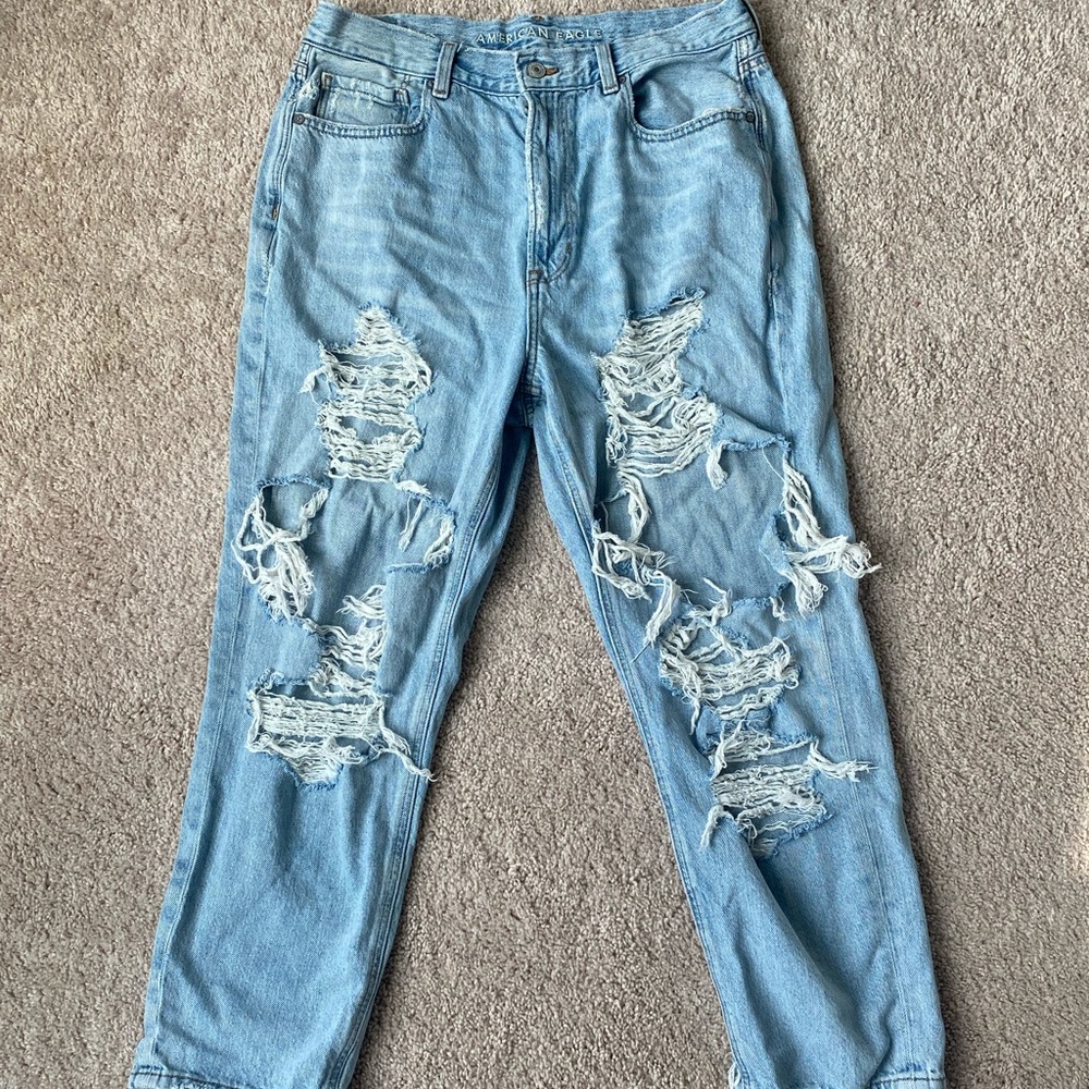Size 12 American Eagle Distressed Mom Jeans (high rise)